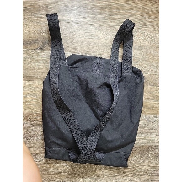Bottega Veneta Unisex Adult Canvas Fold Top Flap Backpack Black Snap Close Strap